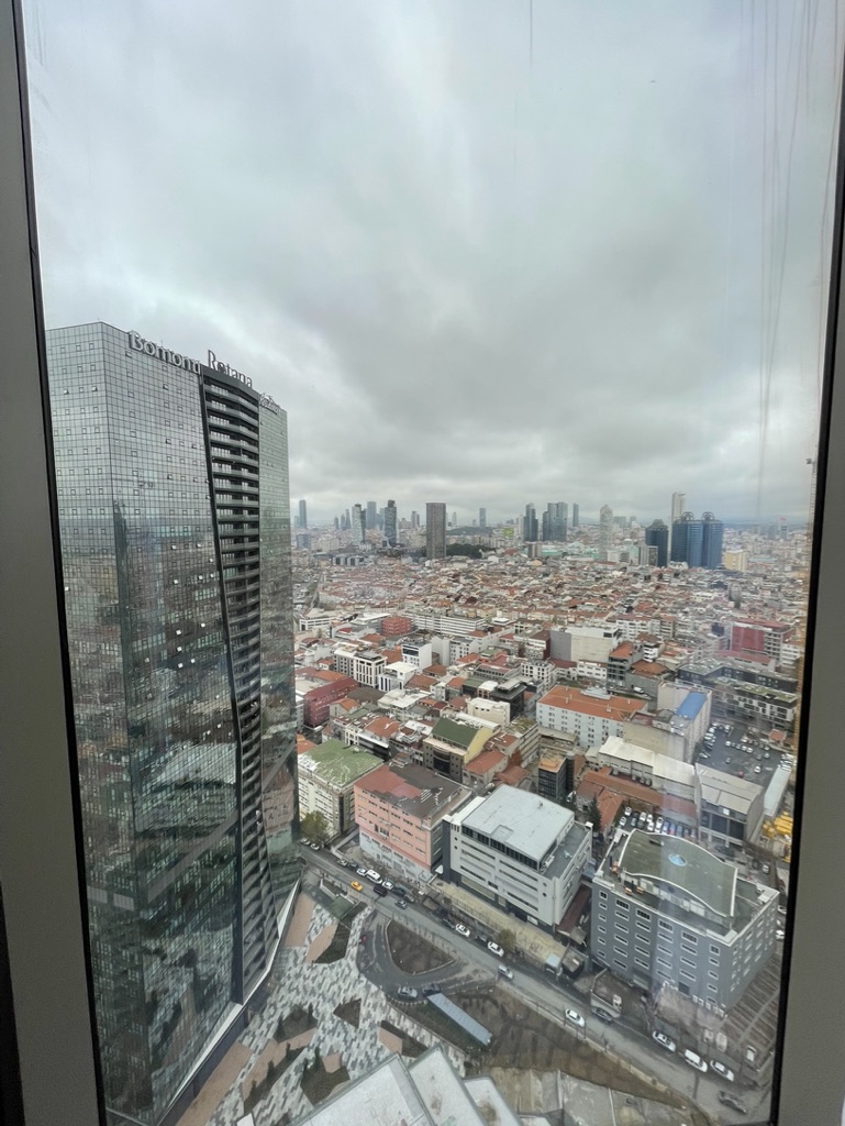 Aerial view of the Istanbul skyline on an overcast day